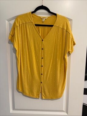 Matilda Jane Mustard Yellow Button-Down Short Sleeve Top